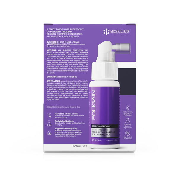 FOLIGAIN Triple Action Complete Formula For Thinning Hair For Women with 10% Trioxidil