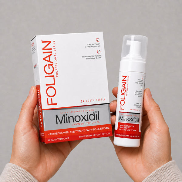 FOLIGAIN® Minoxidil 5% Hair Regrowth Foam For Men 6 Month Supply - FOLIGAIN UNITED KINGDOM