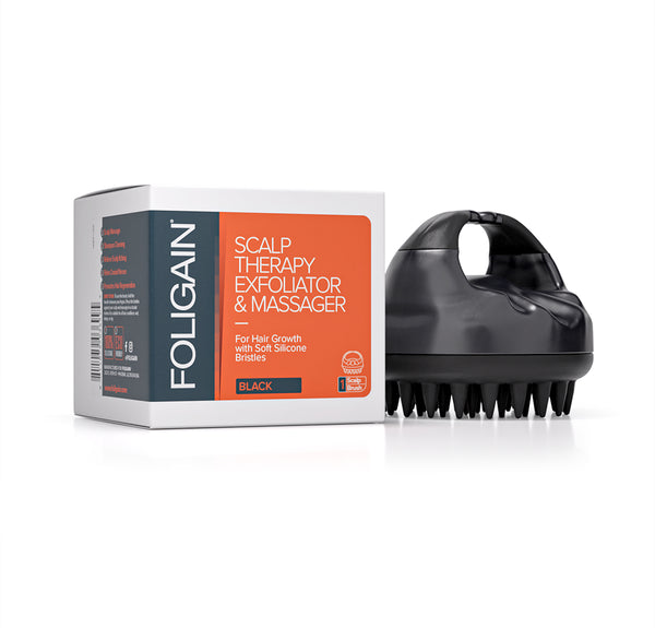 FOLIGAIN Scalp Therapy Exfoliator & Massager in Black