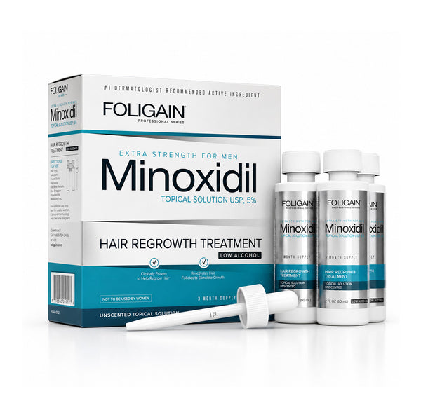 FOLIGAIN® Low Alcohol Minoxidil 5% Hair Regrowth Treatment For Men 3 Month Supply - FOLIGAIN UNITED KINGDOM