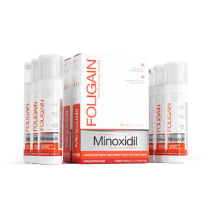 FOLIGAIN® Minoxidil 5% Hair Regrowth Foam For Men 6 Month Supply - FOLIGAIN UNITED KINGDOM