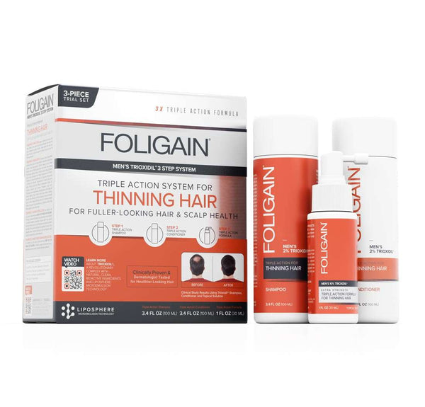 FOLIGAIN Triple Action Hair Care System For Men 3 Piece Trial Set - FOLIGAIN UK
