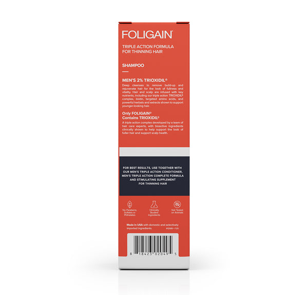 FOLIGAIN® Triple Action Shampoo For Thinning Hair For Men with 2% TRIOXIDIL® - FOLIGAIN UNITED KINGDOM